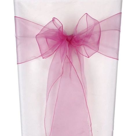 Lot de 50 Noeuds de Chaise Organza Décoration Mariage Baptême Fête 18 x 275cm Fuchsia