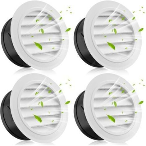 Paquet de 4 évents de soffite de 4 pouces, couvercle d'aération rond avec moustiquaire intégrée, couvercle de Grille à persiennes en ABS, évent de soffite blanc pour sèche-linge (1/5)