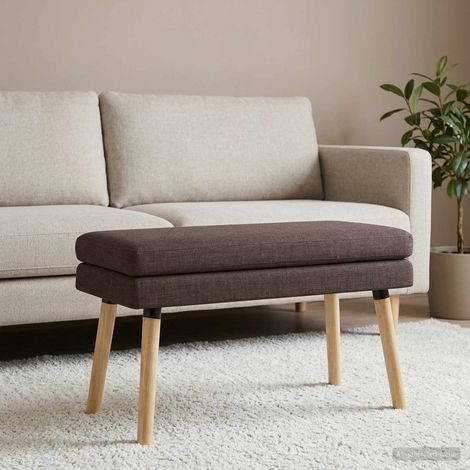 Banc à double niveau en tissu marron foncé avec coussin en mousse 80 x 40 x 47 cm - PANGIVO (1/5)
