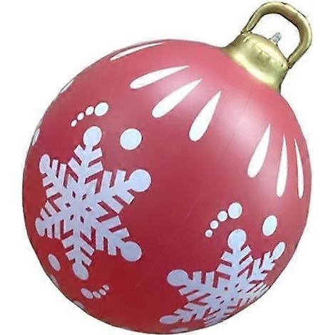 Boules de Noël gonflables décorées de 60 cm, sphères de Noël en PVC pour l'extérieur, décorations pour sapin de Noël, flocon de neige rouge (1/5)
