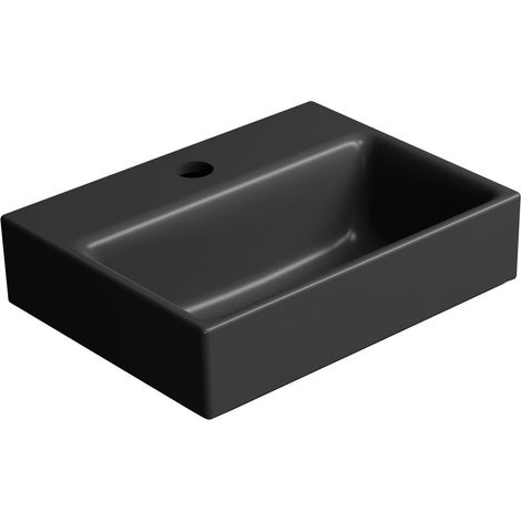 Lavabo en céramique NUBES 36x28cm, noir mat (1/3)