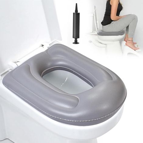 Coussin de siège de toilette gonflable avec ventouse, housse de siège de toilette réglable en hauteur, étanche, housse de siège de toilette pour adultes, handicapés, personnes âgées (1/4)