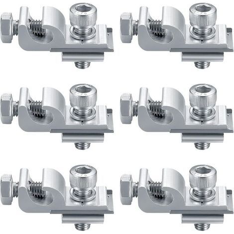 6 Pièces Clips de Mise à Terre de Panneau Solaire Standard, Kit de Fixation pour Système de Montage Solaire, Pinces de Support de Montage Cosses de Mise à Terre de Fixations de Panneau Solaire (1/4)