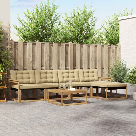 vidaXL Outdoor-Sofagarnitur 6 pcs Weiß und Beige (1/5)
