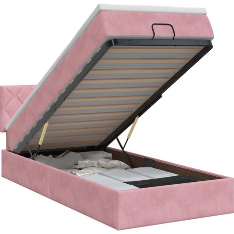 Maison Exclusive - Letto ottomano con materasso Rosa 100 x 200 cm Velluto (1/5)