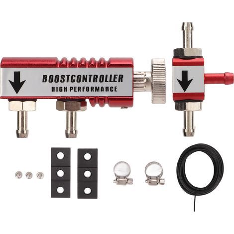 Kit de contrôleur Turbo Boost manuel en alliage d'aluminium 1-30PSI réglable universel rouge. (1/5)