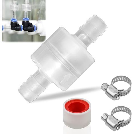 Clapet Anti-Retour pour Tuyau de 9 à 10 mm de Diamètre Ligne en Plastique à Sens Unidirectionnel Clapet avec Colliers de Serrage pour L'eau Aquarium Carburant Air Gaz Liquide (1/5)