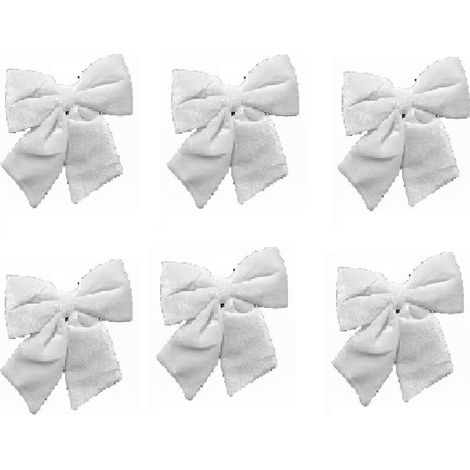 Fiocco in velluto BIANCO cm 19 set 6 per decorazioni addobbi natalizi per albero di natale casa negozio ristoranti hotel (1/3)