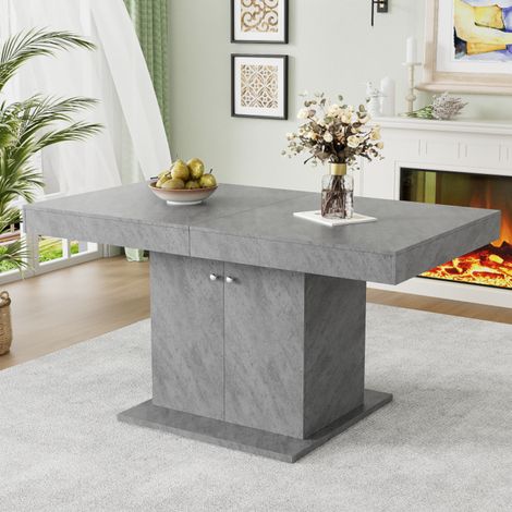 Table Extensible 140-180x80x76cm – Multifonctionnelle Rangement, Design Béton Gris, Télescopique (1/5)