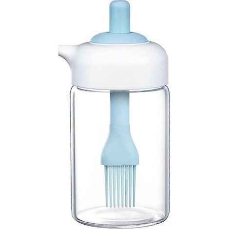 Distributeur d'huile en verre avec couvercle bleu - Pot à épices pour cuisine, maison, barbecue et activités de plein air (1/5)