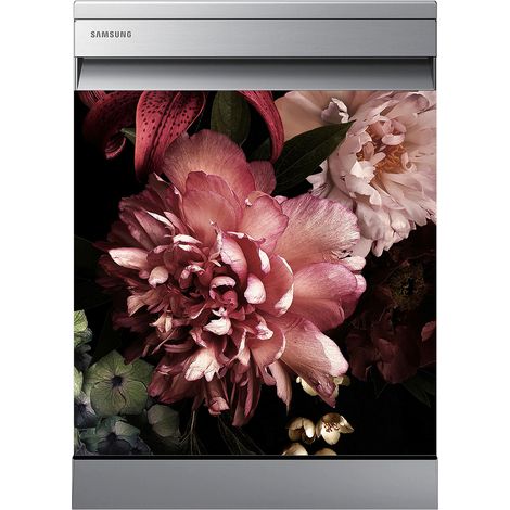 Stickers Lave vaisselle - Fleurs - 60x60 cm - Adhésif BRILLANT (1/2)