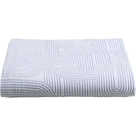 Plaid en Pur Coton Indigo 140 x 180 cm - Jeté de Canapé Léger à Motifs Géométriques - PANGIVO