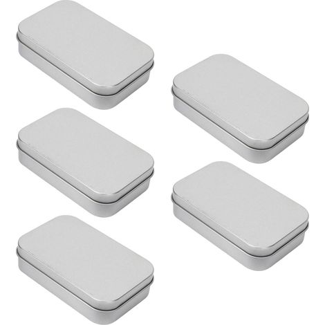 Boîte de rangement argentée réutilisable pour bijoux et accessoires, 5 pièces métalliques rectangulaires (1/5)