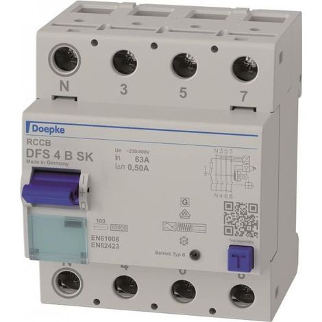 Interruptor diferencial Doepke dfs4 063-4/0,50-b sk 4 polos 63 A