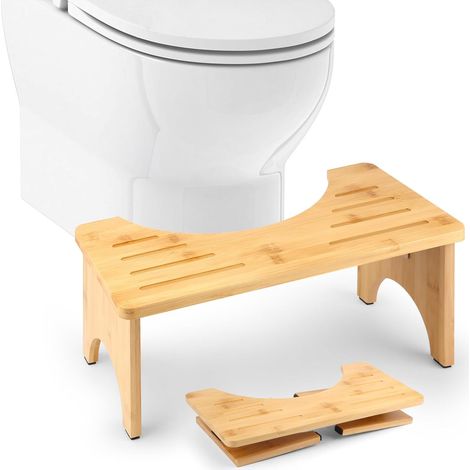 Tabouret WC Bambou Pliable - 1 Unité - Bois Naturel Ergonomique - Réduit la Constipation - Salle de Bain Adulte - Hauteur 20 cm (1/5)