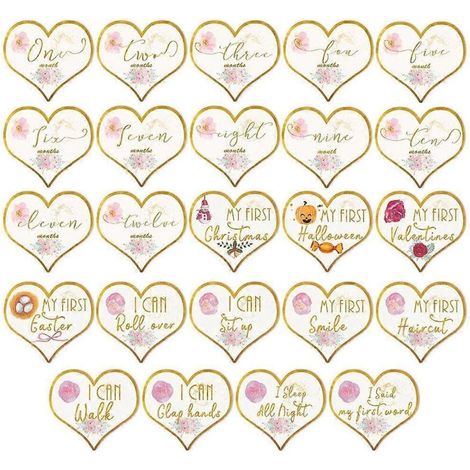 24 feuilles/ensemble d'autocollants mensuels « Amour de bébé » pour la grossesse : autocollants pour immortaliser les étapes importantes de la grossesse, album photo, souvenirs de croissance du nouvea (1/5)
