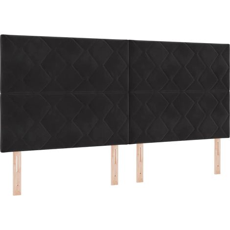 Tête de lit,Panneau décoratif Montage mural Géométrique Noir 200 cm Velours CFW1401566 (1/5)