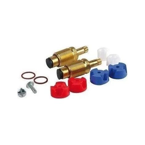 Porcher – Tête de robinet à clapet 18X125 mm – Lot de 2 avec vis et inserts – Filetage plomberie pour installation facile