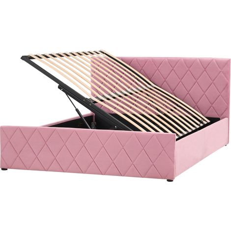 Ottoman Bed Velvet ROCHEFORT 140 x 200 cm (EU Double) Pink (1/5)