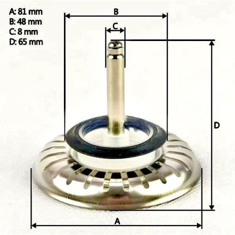 Bonde avec poussoir (Diamètre : 81 mm) pour évier - 133.0005.611