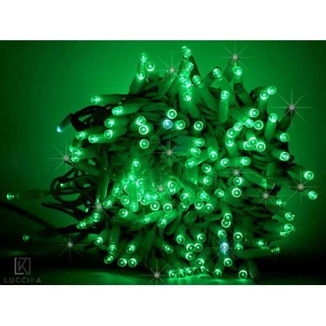 Luccika stringa catena 10 metri serie 100 luci di Natale a Maxi Led Verde con Flash Bianco Ghiaccio per uso esterno ed interno professionale Verde 10 metri - 100 MaxiLed Bianco Ghiaccio (1/5)
