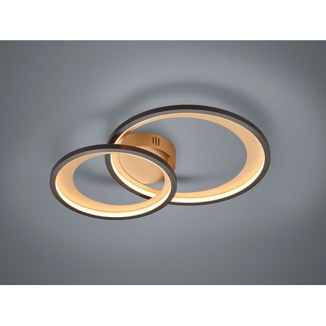 Moderne LED Deckenleuchte GRANADA dimmbar, Schwarz Gold, Breite 59cm
