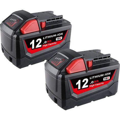 2Pack Für Milwaukee Für M18 Lithium-HD 12AH Erweiterte Kapazität Batterie 48-11-1890 18 Volt XC 48-11-1828 48-11-1812 48-11-1860 (1/4)