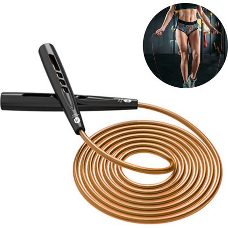 Corde à Sauter - Roulement à Billes Double - Réglable - Poignées en Aluminium Antidérapantes - PVC - 310 cm - Pour Fitness Boxe Cross-Training - 1 Pièce (1/5)
