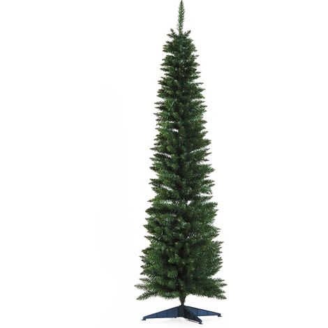 Künstlicher, schmaler Weihnachtsbaum, 180 cm hoch, mit 390 Zweigen und abnehmbarem Sockel, einfach aufzubauen, grün (1/5)