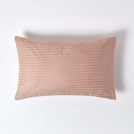 HOMESCAPES Taupe Beige Egyptian Cotton Satin Stripe Housewife Pillowcase 330 Thread Count - Beige