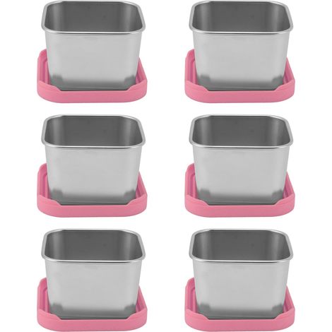 6er-Pack Saucenbecher aus Edelstahl 304, auslaufsicher, für Salatdressing, Mittagessen, Picknick und Reisen, rosa (1/5)
