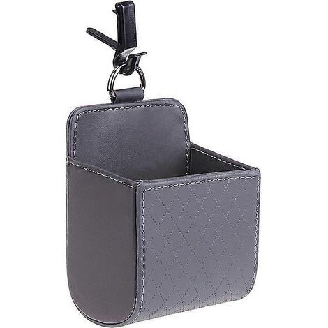 Sac de rangement pour voiture, organiseur de tableau de bord suspendu en cuir avec grille d'aération, porte-lunettes et porte-téléphone, accessoires de voiture (gris)