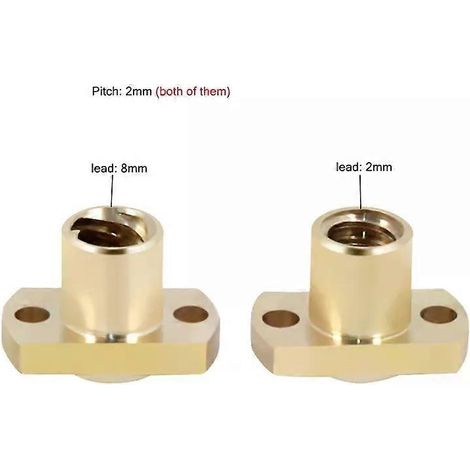 Écrou de vis-mère T8 à double tranchant, bride en laiton, pour imprimantes 3D, pas de 2 mm, filetage 2 mm/8 mm - JXLGV (1/4)