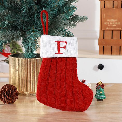 Chaussette De Noël En Laine - Décoration De Cheminée Personnalisable Avec Lettres - Taille 18 X 15 Cm - Poids 35 G - Lot De 1 (1/3)