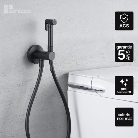Kit Douchette hygiénique à encastrer pour WC ou bidet noir mat – Design moderne et Économie d'eau - LINE IMEX