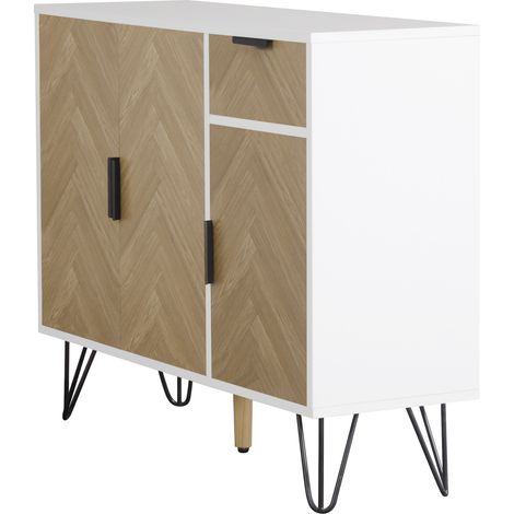 PLACARD Design Élégant Flexible Robuste MDF et Plaque de Particules Blanc et Bois 90.00 x 30.00 x 71.50 (1/5)