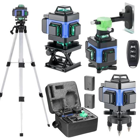 Niveau Laser 360°,Laser Chantier Autonivelant 4d 16 Lignes,Mode Impulsion,avec 2 Piles,Télécommande,Base en Aluminium et Trépied,Étanchéité IP54,pour Construction et Accrochage de tableaux (1/5)