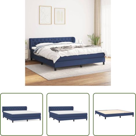 Matratze - Boxspringbett mit Matratze Blau 160x200 cm Stoff (1/5)