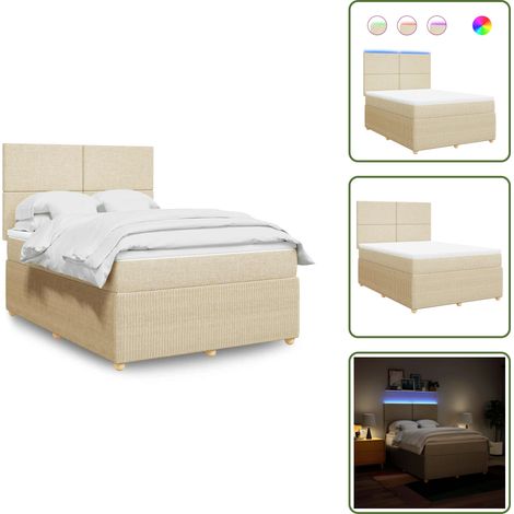 vidaXL Boxspringbett mit Matratze Creme 160x200 cm Stoff (1/5)