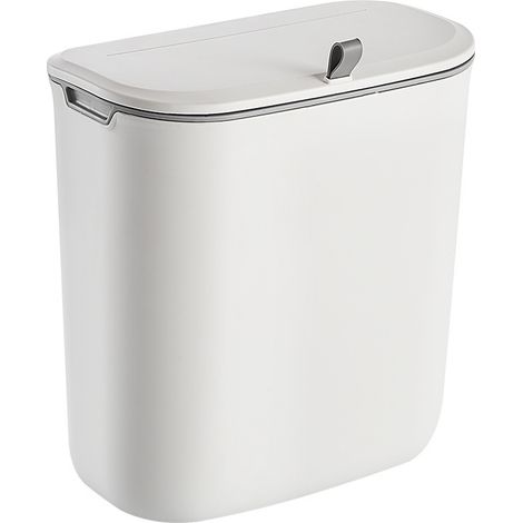 Poubelle à compost de cuisine de 9 litres à suspendre avec couvercle, porte d'armoire de cuisine, poubelle en plastique, poubelle murale ouverte