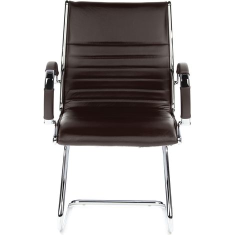 [GEBRAUCHT] B-Ware Hjh Office Parma V Konferenzstuhl Freischwinger Besucherstuhl Leder Braun Chrom