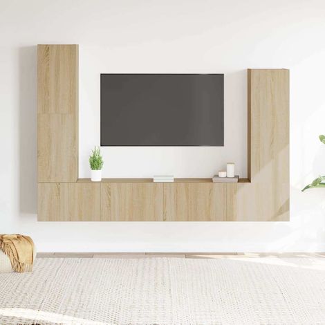 vidaXL 4 Piece TV Cabinet Set Sonoma Oak Engineered Wood (1/5)