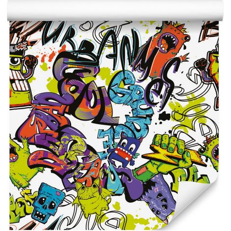 Carta da parati graffiti colorata per soggiorno e camera da letto 50x1000 cm (1/5)