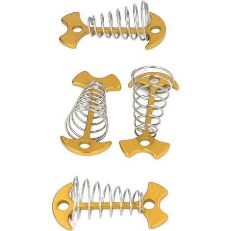 Lot de 4 piquets de tente en alliage d'aluminium et acier inoxydable, avec ressort doré, pour une fixation optimale au sol. (1/5)