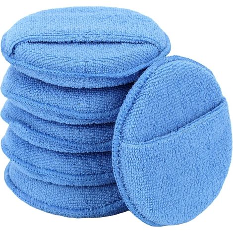 Lntyq Tampons applicateurs de cire en microfibre, applicateur de cire pour voiture avec poche pour les doigts, tampons en mousse pour le nettoyage et le polissage fin de la voiture (lot de 6) (1/5)