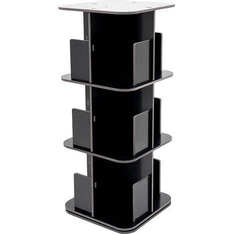Drehbare Bibliothek, Raumteiler, Standregal, Drehregal, Schreibtischregal, Dekorationsregal, um 360° drehbar mit 3 Ebenen, schwarz, 39 x 97 x 39 cm (1/5)