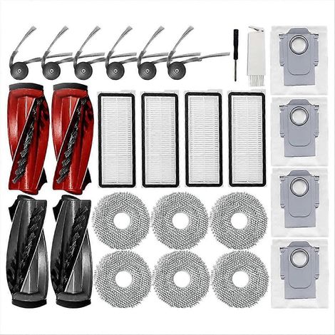 Pièces de rechange pour aspirateur Roborock Qrevo Curve/P20 Pro : brosses latérales principales, filtres HEPA et serpillière. (1/5)