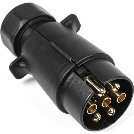 Prise de remorque à 7 broches étanche, 12 V en plastique prise de remorque à 7 broches, adaptateur de connecteur de câblage de type pour camion camping car voiture bateau caravane remorquage (1/5)