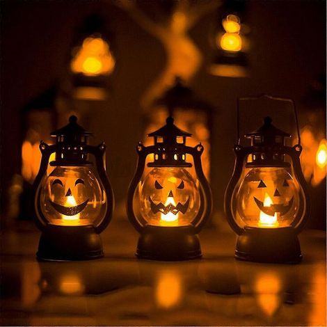Décoration d'Halloween : Lanterne LED suspendue en forme de citrouille, lampe pour bar ou fête (lot de 3)