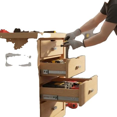 Guías para cajones, capacidad de carga de 226 kg, longitud de 711 mm, extensión total, montaje lateral, rodamientos de bolas de acero. (1/5)